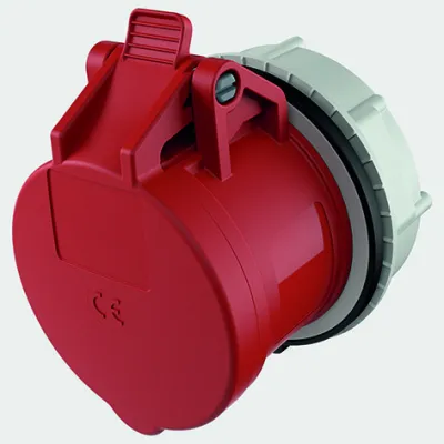 Mennekes CEE-Anbausteckdose 907 | 5-polig 16A 400V | IP44 | RAPIDO TwinCONTACT | Einbaudurchmesser 70mm | rot