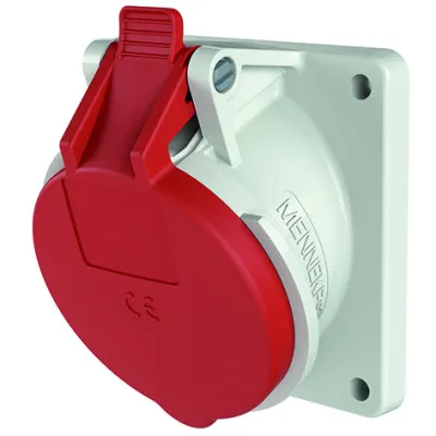 MENNEKES CEE Anbaudose 3171 | 32A 5-polig | 6h | 400V | IP44 | TwinCONTACT | schraubenlose Klemme | abgewinkelt | rot