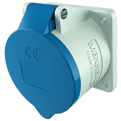 MENNEKES CEE-Anbausteckdose 1275 | 5-polig | 32A | 230V | IP44 | Schraubklemme | Uhrzeit 9h | Kunststoff | Blau