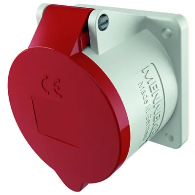 Mennekes CEE-Anbausteckdose 1276 | 32A 5-polig 400V | IP44 | 6h | Kunststoff | für Kabelkanal und Unterputz | rot