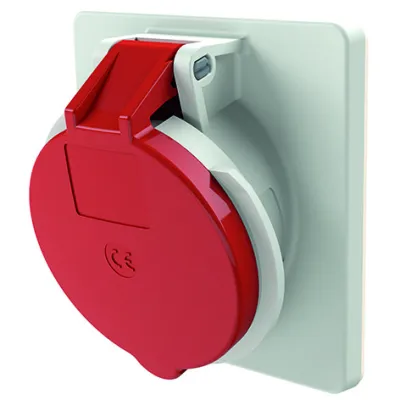 Mennekes CEE-Anbausteckdose 20147A | 5-polig | 32A | 400V | IP44 | 15° Neigung | Schraubklemme | Kunststoff | rot