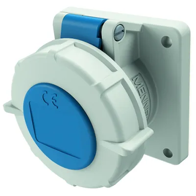 MENNEKES CEE-Anbausteckdose 1708 | 3-polig 16A 230V | IP67 | TwinCONTACT schraublose Klemme | gerade | Kunststoff | blau