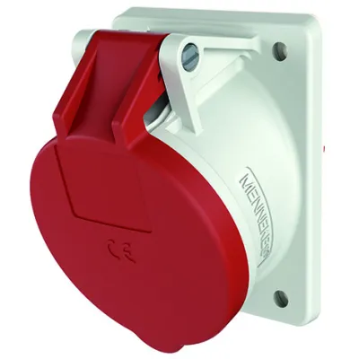 Mennekes CEE-Anbausteckdose 156 | 5-polig 16A 400V 6h | IP44 | schraubenlos | abgewinkelt | Kunststoff | rot