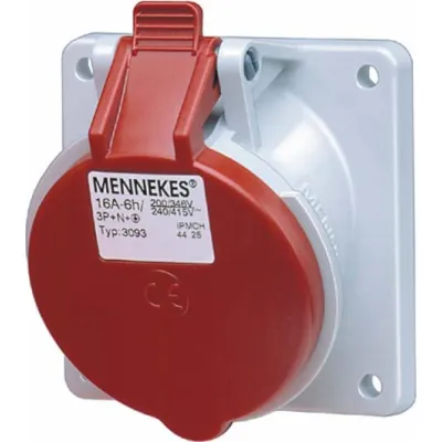 Mennekes Anbaudose TwinCONTACT 3070 | CEE-Steckdose 16A 5-polig 400V 6h | IP44 | schraublose Klemme | Kunststoff | rot