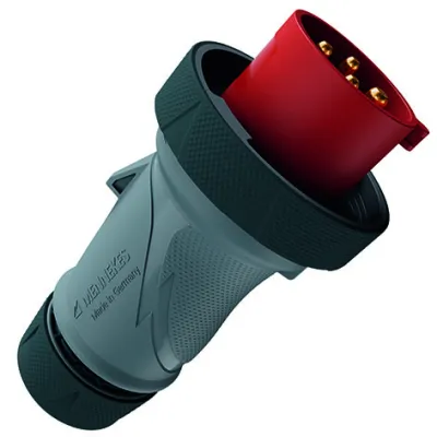 MENNEKES CEE Stecker 13627 | PowerTOP Xtra | 32A 4-polig 400V 6h | IP67/IP69 | Schraubklemme | Kunststoff | rot