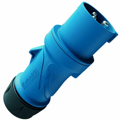 MENNEKES CEE Stecker 13573 | 32A 3-polig | 230V IP54 | PowerTOP Xtra R | Schraubklemme | gerade | Kunststoff blau