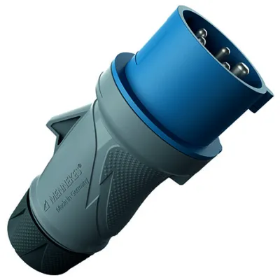 MENNEKES CEE Stecker 13583 | 32A 5-polig | 230V 9h | IP54 | Schraubklemme | Kunststoff | vernickelte Kontakte | blau