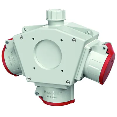 Mennekes Steckdosenkombination Delta-Box 92917 | 3x CEE 16A 5-polig 400V | IP44 | Aufhängbar | Kunststoff-Gehäuse | Grau