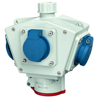 Mennekes Steckdosenkombination DELTA-BOX 92658 | CEE 16A 5-polig 400V | 3x SCHUKO 16A 230V | IP44 | Kunststoff | Grau