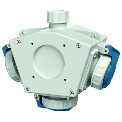 Mennekes Steckdosenleiste DELTA-BOX 10860 | 3-fach Schuko | IP68 | tragbar | 16A | Kunststoff | grau-blau
