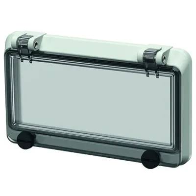 MENNEKES Scharnierfenster 40978 für 8 TE | Sichtfenster Kunststoff | Rauchglas | 92x162x30 mm | elektrograu | IP44