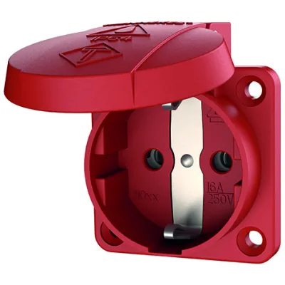 MENNEKES Schuko-Anbau-Steckdose 11033 | 16A 230V | IP54 | Schraubklemme | 2-polig | Flansch 50x50 mm | rot