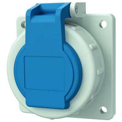 Mennekes Anbausteckdose SCHUKO 17006 | 16A 2p+E 230V | IP68 | 75x75mm | Schraubklemme | Edelstahl | Thermoplast | Blau