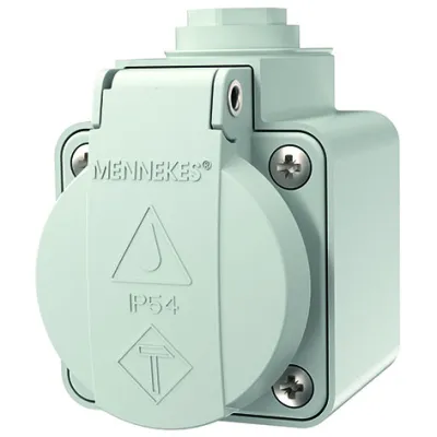 MENNEKES Schuko-Aufbau-Steckdose 10081 | 16A 230V IP44 | Klappdeckel | Aufputz | Steckklemme | grau