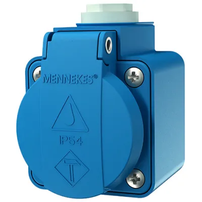 MENNEKES Schuko-Aufbau-Steckdose 10082 | Wandsteckdose 16A 230V | IP44 spritzwassergeschützt | Aufputz | blau