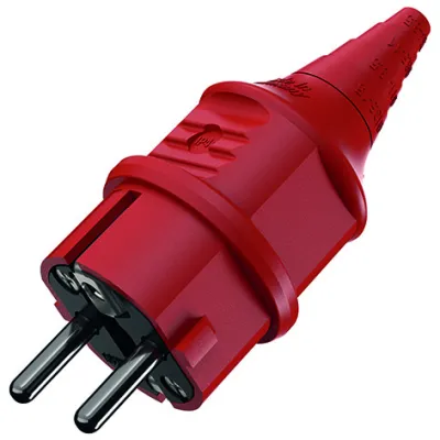 MENNEKES Schutzkontaktstecker 10839 | Schuko-Stecker 16A 230V | IP44 | Kunststoff | Kabelknickschutz | rot
