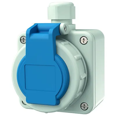 Mennekes Schuko-Wandsteckdose 10863 | 16A | 230V | IP68 | Aufputz | Bajonettdeckel | 2-polig | blau/grau