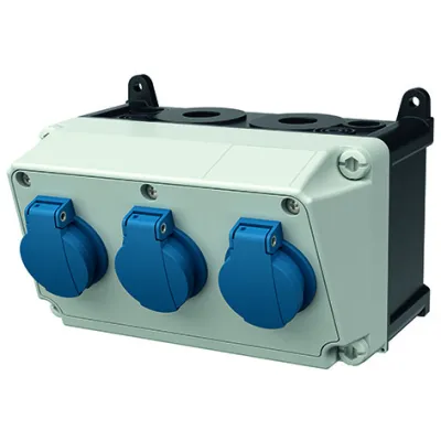 MENNEKES Steckdosen-Kombination 910005 | AMAXX | 3x SCHUKO | Wandmontage | IP44 | Kunststoffgehäuse | grau