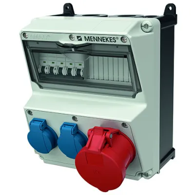 MENNEKES Steckdosen-Kombination AMAXX 920012 | CEE 32A 5-polig 400V | 2x SCHUKO | IP44 | LS-Schalter | Wandmontage