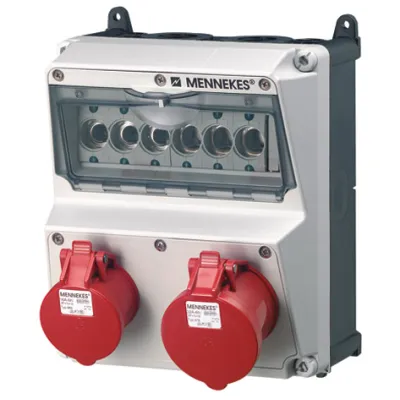 MENNEKES Steckdosen-Kombination 920020 AMAXX | 1x16A 5-polig 400V | IP44 | Kunststoff | Wandmontage | grau