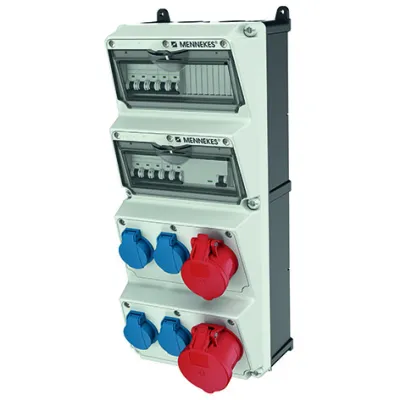 Mennekes Steckdosen-Kombination AMAXX 940007 | CEE 1x32A 1x16A 4xSchuko | IP44 | LS FI | Kunststoff | grau