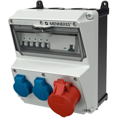 MENNEKES AMAXX 920080 Steckdosenkombination | CEE 16A 5-polig | 2x SCHUKO | FI 30mA | LS | IP44 | Wandmontage
