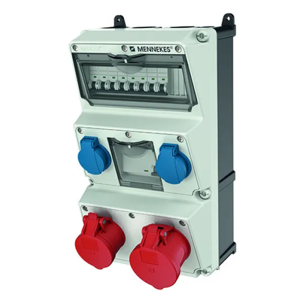 MENNEKES Steckdosen-Kombination AMAXX 930080 | CEE 32A & 16A 5p 400V | 2x SCHUKO | FI/LS | IP44 | Wandmontage