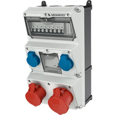 MENNEKES Steckdosen-Kombination AMAXX 930080 | CEE 32A & 16A 5p 400V | 2x SCHUKO | FI/LS | IP44 | Wandmontage