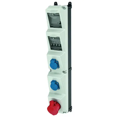 Mennekes Steckdosen-Kombination AMAXX S 960003 | CEE 16A 5p 400V | 2x SCHUKO | FI 30mA | LS | IP44 | Wandmontage