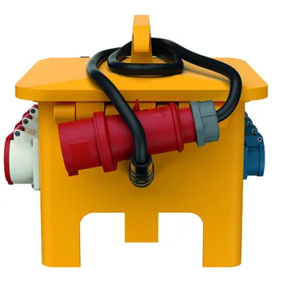 MENNEKES Steckdosen-Kombination EverGUM 70446 | CEE-Verteiler 3x16A 1x32A 400V IP44 | 4 Schuko | Gummi | tragbar | gelb