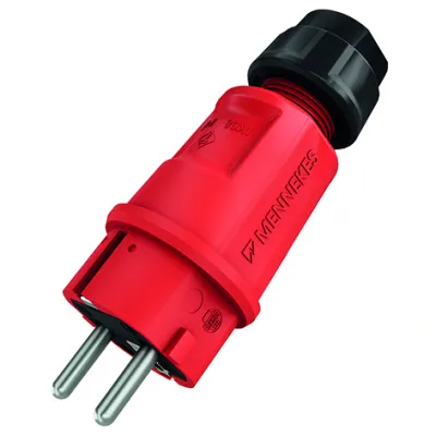 MENNEKES Schutzkontaktstecker 152062 | SCHUKO 16A 230V | IP54 | Schraubklemme | gerade | Kunststoff | rot