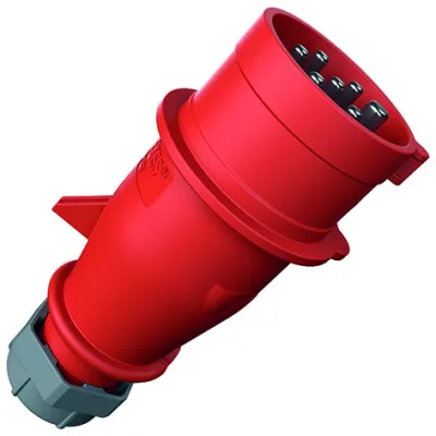 Mennekes CEE-Stecker 744 | 32A | 7-polig | 400V | IP44 | AM-TOP | Schraubklemme | Knickschutz | rot