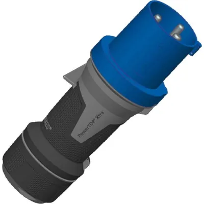 Mennekes CEE-Stecker PowerTOP Xtra 13102 | 63A 3-polig 6h 230V IP44 | Schraubklemme | gerade | Kunststoff | blau