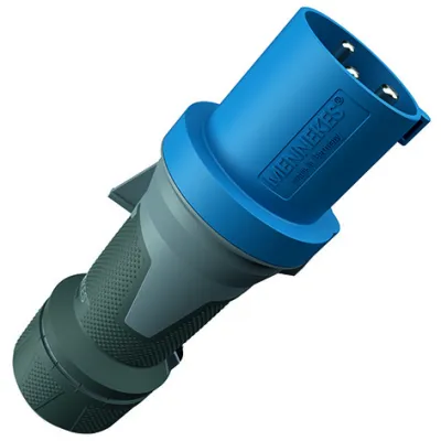 Mennekes CEE-Stecker PowerTOP Xtra 13102 | 63A 3-polig 6h 230V IP44 | Schraubklemme | gerade | Kunststoff | blau