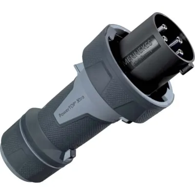 MENNEKES CEE-Stecker 13207 PowerTOP Xtra | 63A 4-polig 7h | IP67 | 500V | Schraubklemme | vernickelte Kontakte | schwarz