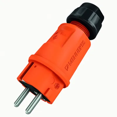 MENNEKES Schutzkontaktstecker 152042 | SCHUKO 16A 2p+PE | 230V | IP54 | Schraubklemme | Kunststoff | gerade | orange