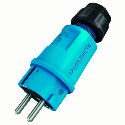 MENNEKES Stecker SCHUKO 152092 | 16A 2p+PE | 230V | IP54 | Schraubklemme | Typ F | Kunststoff | halogenfrei | blau