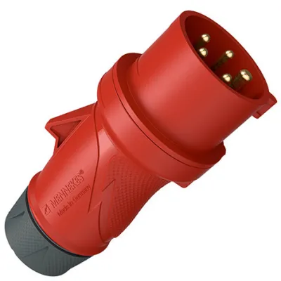 Mennekes CEE-Stecker 13522 Xtra S 16A 5-polig 400V IP44 | schraublose Klemme | PowerTOP | ergonomisch | rot