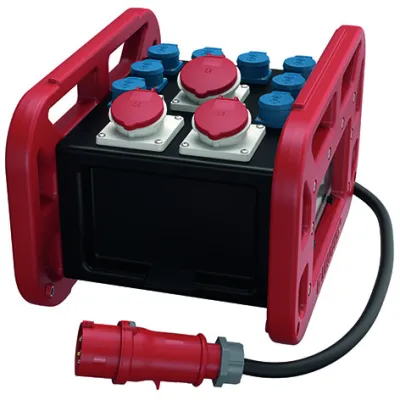 Mennekes Verteiler EverBOX GRIP 9502956RT | tragbar | CEE-Kombination 32A/16A 400V | 8x Schuko IP44 | 2m Kabel | schwarz