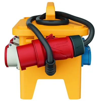 Mennekes Steckdosen-Kombination 70436 | EverGUM CEE-Verteiler 2x16A 400V 5-polig | 4xSchuko | IP44 | FI | Gummi | gelb