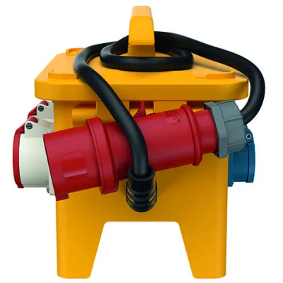 Mennekes Steckdosen-Kombination 70436 | EverGUM CEE-Verteiler 2x16A 400V 5-polig | 4xSchuko | IP44 | FI | Gummi | gelb