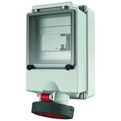 MENNEKES CEE Wanddose 7170 | 63A 5-polig | 400V 6h | IP67 | Kunststoff | FI-Schutzschalter | rot