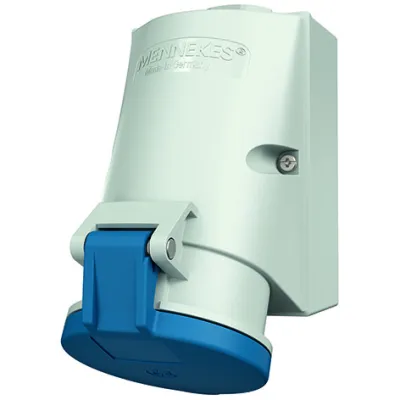 Mennekes CEE-Steckdose 420 | Wanddose 3-polig 32A 230V IP44 | TwinCONTACT schraubenlos | Aufputz | blau | Kunststoff