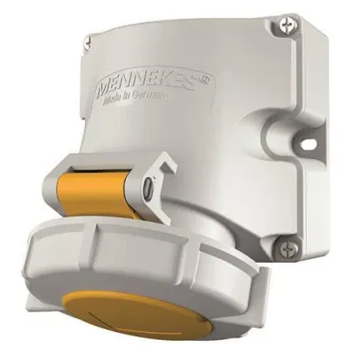 Mennekes Wanddose TwinCONTACT 9104 | CEE-Steckdose 16A 3-polig 4h 110V | IP67 Aufputz | schraubenlos | gelb