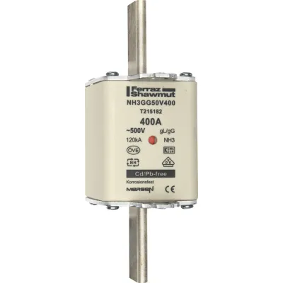 Mersen NH-Sicherungseinsatz NH3GG50V400 | 400A | Gr.3 | gG | 500V AC/250V DC | Kombikennmelder | Messersicherung
