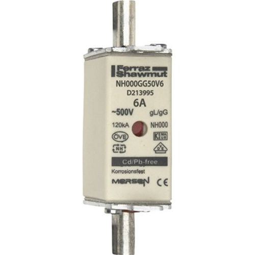 Bild: Mersen 1B623.000000 NH000 6A gG 500V NH-Sicherung sfü spannungsführend