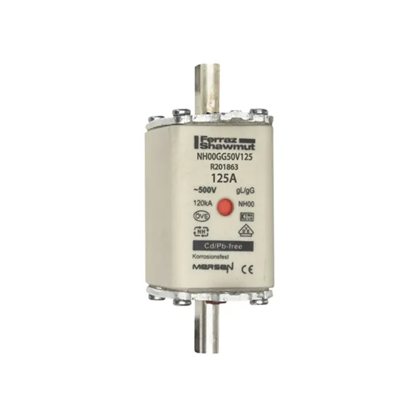 Mersen NH-Sicherungseinsatz NH00GG50V125 | NH00 125A gG | 500V AC/250V DC | Kombikennmelder | Sicherungseinsatz