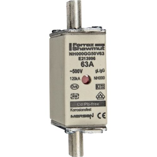 Bild: MERSEN NH-Sicherungseinsatz SF Gr.000 gG 63A/50 NH000GG50V63