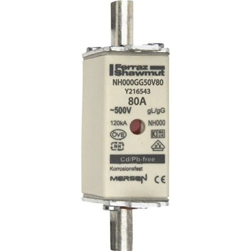 Bild: MERSEN NH-Sicherungseinsatz SF Gr.000 gG 80A/50 NH000GG50V80