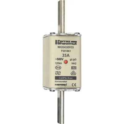 Mersen NH-Sicherungseinsatz NH2GG50V35 | NH2 Gr.2 | 35A | 500V AC | gG | Kombikennmelder | Messersicherung